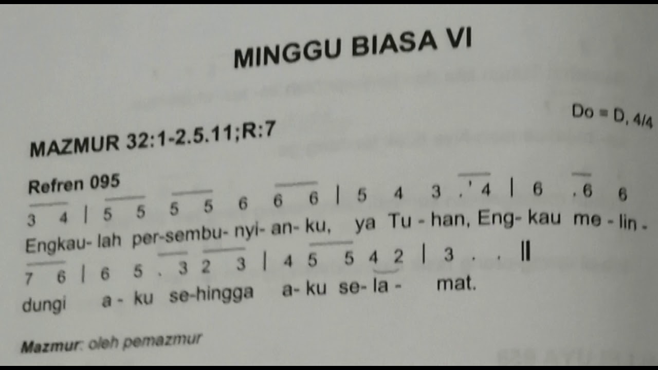 Minggu Biasa VI - Tahun B - Mazmur Edisi Baru - YouTube