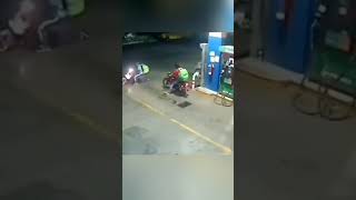 Petrol pump Funny  bike accident. 😂😂