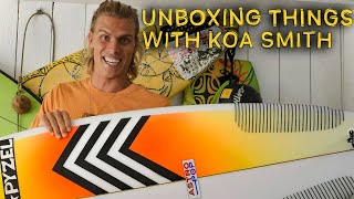 Koa Unboxes Pyzel Surfboards' Astro Pop and Onewheel's \