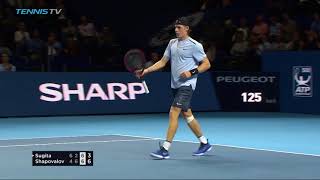 Denis Shapovalov scintillating shots in win vs Yuichi Sugita | Basel 2017