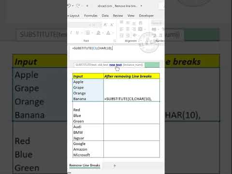 Formula to Remove Line breaks in Excel