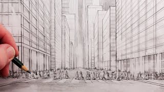 How to Draw a City Street using One-Point Perspective: Pencil Sketch