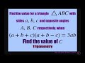 Find the value of angle C of triangle ABC when (a+b+c)(a+b -c) = 3ab.