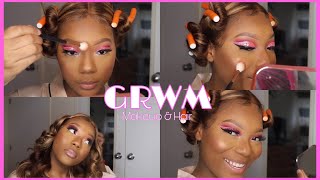 FULL GRWM| PINK GLITTER CUT CREASE | MAKEUP \u0026 HAIR | Elissa Yesenia Co