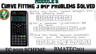 #1 Curve Fitting Concept & 3 IMP Problems Solved Module 5 3rd Sem ECE 2022 Scheme VTU BMATEC301