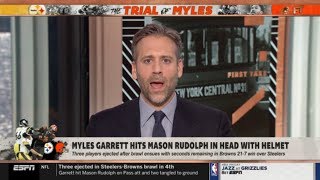 ESPN First Take | Max Kellerman OVERJOYED Myles Garrett hits Mason Rudolph in head with Helmet