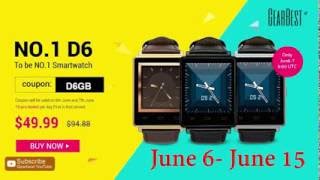 【Flash Sale \u0026 COUPON】No.1 D6 Smartwatch Phone Promo - Gearbest.com