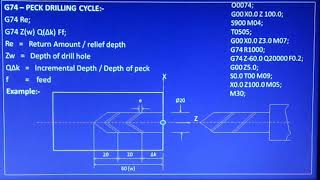 G74 Peck drilling in Turning