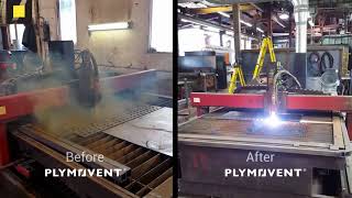 Before and After PLymovent Dust Collector and Spark Shield Installation