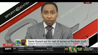 ESPN FIRST TAKE | Stephen A. Smith REACT to Kevin Durant out for rest of series vs Rockets (calf)