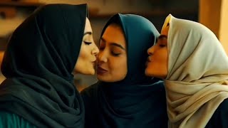 Passionate beautiful Arab muslim women lesbian kiss in soft kiss | Lesbian kissing video