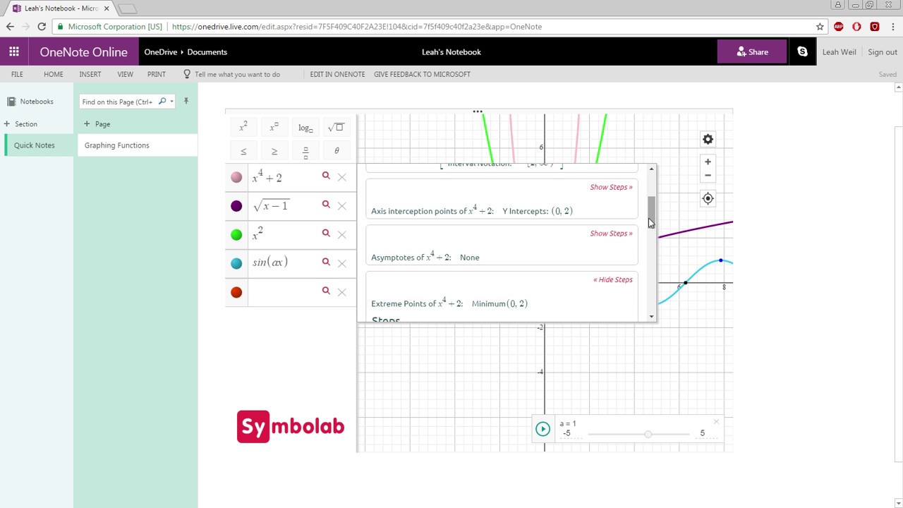 Symbolab Graphing Calculator Add-In For OneNote - YouTube