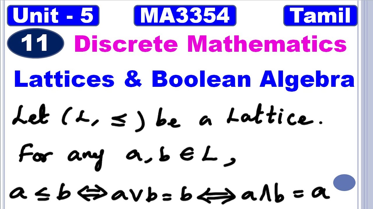 Discrete Mathematics | Unit 5 | Lattices And Boolean Algebra | Theorem ...