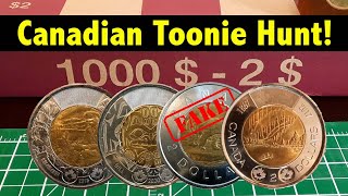 Coin Roll Hunting $1000 of Canadian $2 Toonies (Record Counterfeit Finds!)