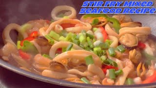 Stir Fry Mixed Seafood  Recipe | Mussels | Shrimp | Squid