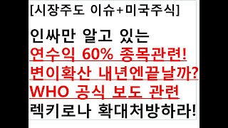 [시장주도 이슈+미국주식]인싸만 알고 있는연수익 60% 종목관련!변이확산 내년엔끝날까?WHO 공식 보도 관련렉키로나 확대처방하라!