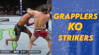 "GRAPPLERS" Who KO'ed Strikers in UFC/MMA (Takedown Threat is Real)