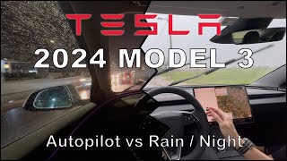 Tesla Model 3 (2024): HOW TO Autopilot in the Rain and at Night
