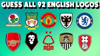 All 92 English Football Logos Quiz | Premier League to League Two + 8 Non-League | 100 Club Logos