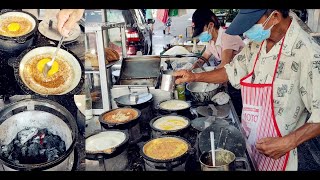 传统古早味炭烤曼煎糕槟城50年街边必吃美食小吃 Penang charcoal fire brown sugar peanut pancake traditional food