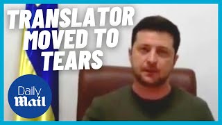 Zelensky's translator chokes up as he dictates Ukraine President's powerful EU speech