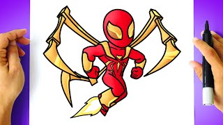 How to DRAW IRON SPIDER MAN - Marvel Super Hero Adventures