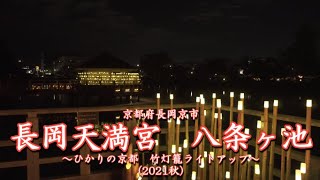 京都府長岡京市　長岡天満宮　八条ヶ池　～ひかりの京都　竹灯籠ライトアップ～　(2021秋)