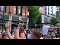 england fans celebrate win on broad street