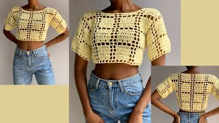 crochet summer top | shirt (with a written pattern) @ZxCrochets