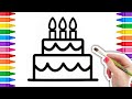 Draw and Color A Cake drawing for Kids and Toddlers || cake drawing for kids