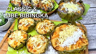 Ube and Classic Bibingka Recipe topped with buko, red salted egg and cheese.