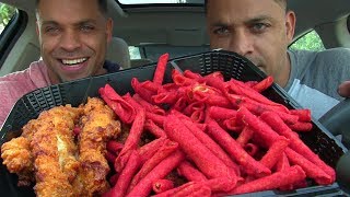 Hot Takis & KFC's® Nashville Hot Chicken Ghetto Challenge @hodgetwins