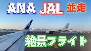 【ANA\u0026JAL】2機の並走から夕暮れ絶景フライトへ　＠田舎ディレクターの携帯メモリー備忘録