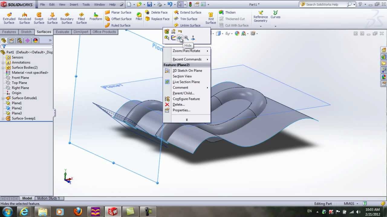 Modeling Surface In SolidWorks - YouTube