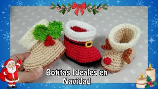 ¡¡SUPER FÁCILES!! BOTITAS IDEALES para NAVIDAD 0/3 meses 🎄👶🎄 Paso a paso en Crochet