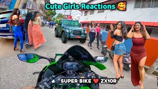 Cute Girls Reaction On Super Bike 😍| Zx10r  | Girl Reaction | Z900 |  Loud Exhaust