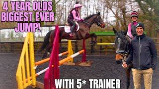 5* TRAINER TEACHES 4 YEAR OLD HORSE!| EROL'S BIGGEST EVER JUMP! || VLOG 91