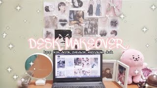 DESK MAKEOVER 𐙚 k-pop decor, decoration ideas, pinterest inspo