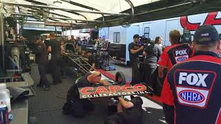 Steve Torrence pits after 2nd round crash at Dallas 2017 part 1