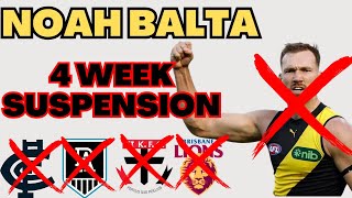 Richmond hand Noah Balta a 4 game suspension | Not the start to 2025 we hoped for.