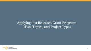 FY2022 IES Basic Overview of Research Grants and Information for New Applicants to IES