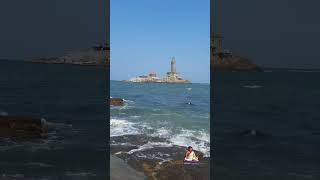 Beauty of Thiruvalluvar Statue and Waves with Real Sound #kanyakumari