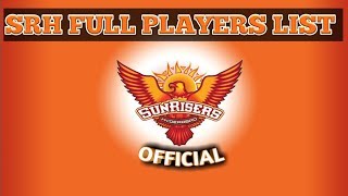 Sunrisers Hydrabad SRH Official IPL 2018 Player List