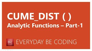 CUME_DIST analytic function in SQL Server - #1 #SQLServer #CUMEDIST #SQLAnalytics #DataAnalysis