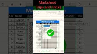 marksheet In Excel || Ms Excel Advance Trips and Tricks #shorts #excel #shortsfeed #marksheet