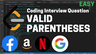 Stack Interview Problem - Check Balanced Parentheses ("Valid Parentheses" on Leetcode)