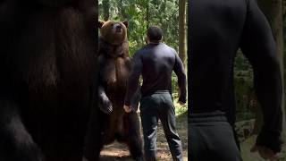 Man VS BEAR Power Fight in Russia | Khabib clinching with Huge Bear