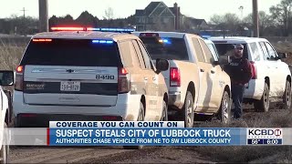 Suspect in custody after hour-long pursuit, charged with theft of Lubbock Parks & Rec truck