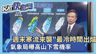 快新聞／週末寒流來襲「最冷時間出爐」　氣象局曝高山下雪機率－民視新聞