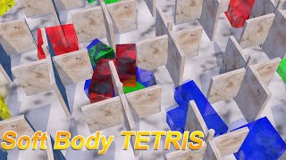 3D Jelly TETRIS Soft body Simulation Animation V2 😍